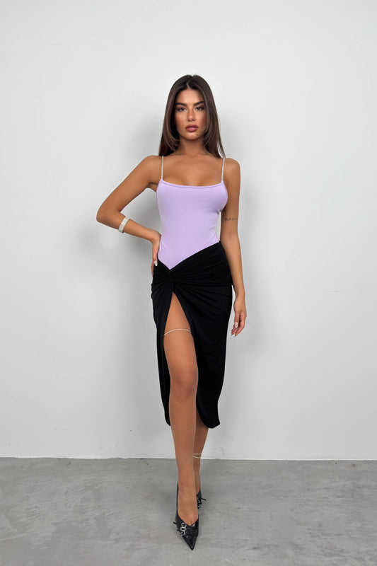 Lilac Bodysuit with Stone Straps