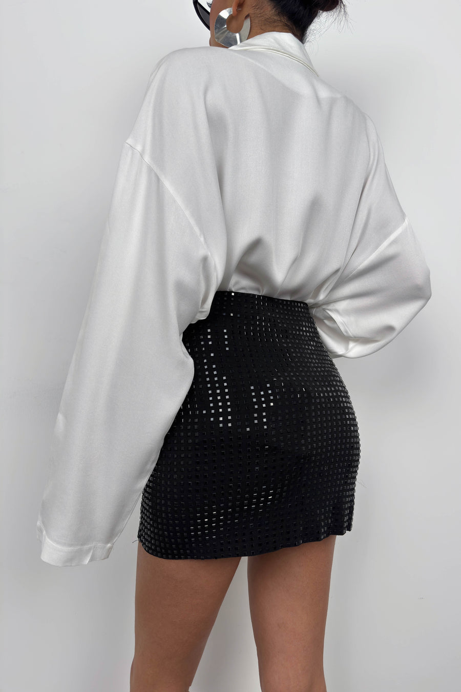 Black Mini Skirt with Stones 