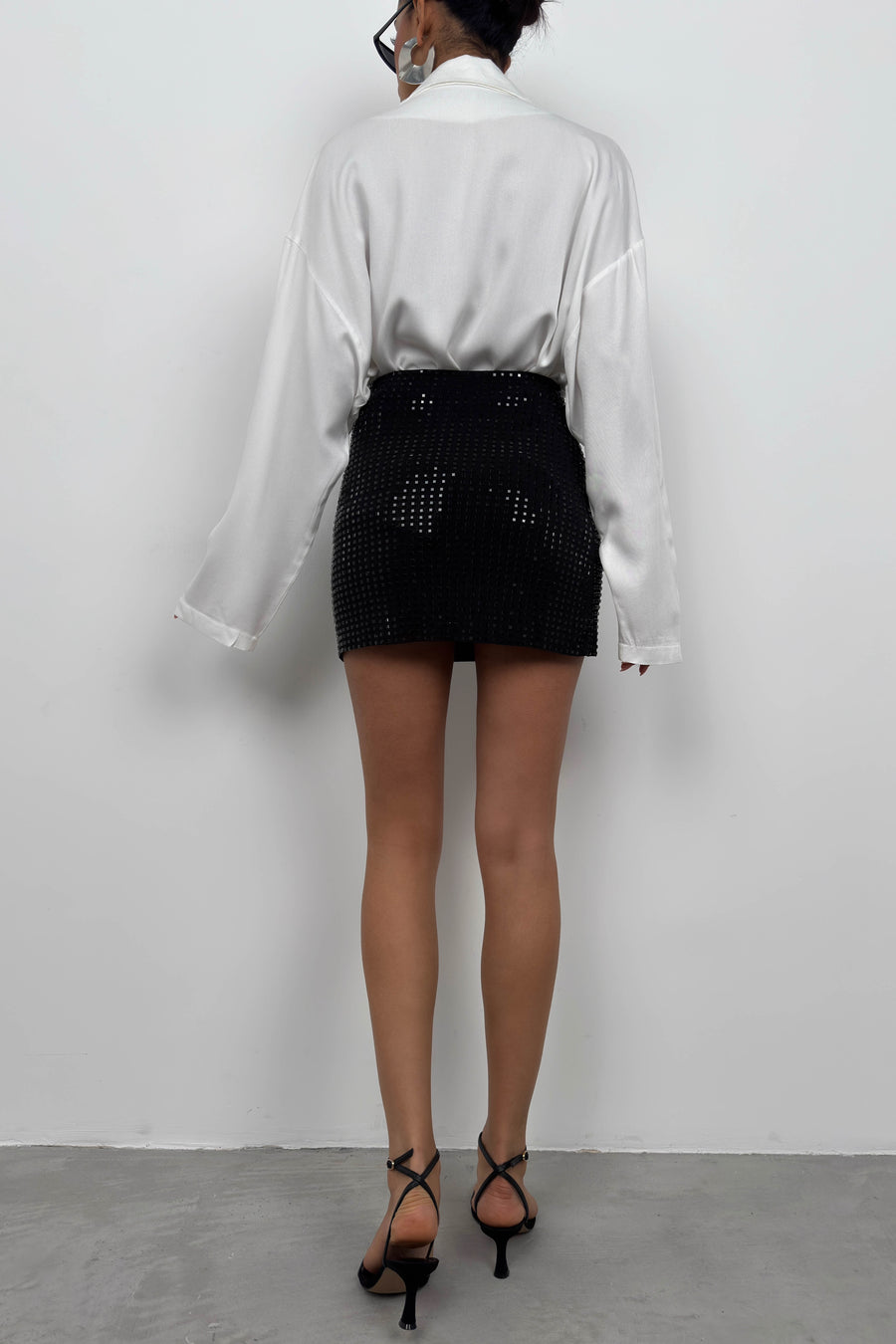 Black Mini Skirt with Stones 