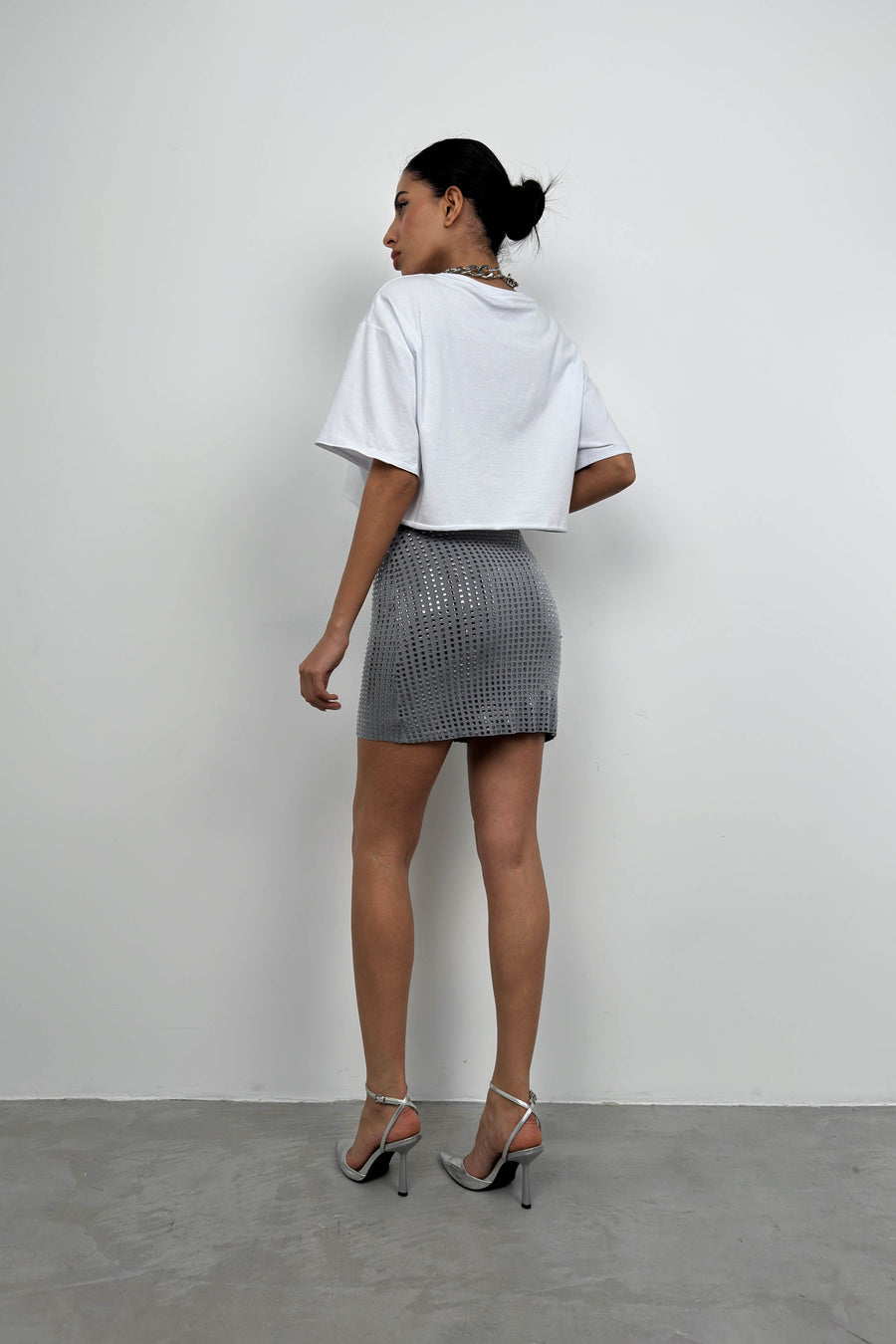 Stoned Gray Mini Skirt 