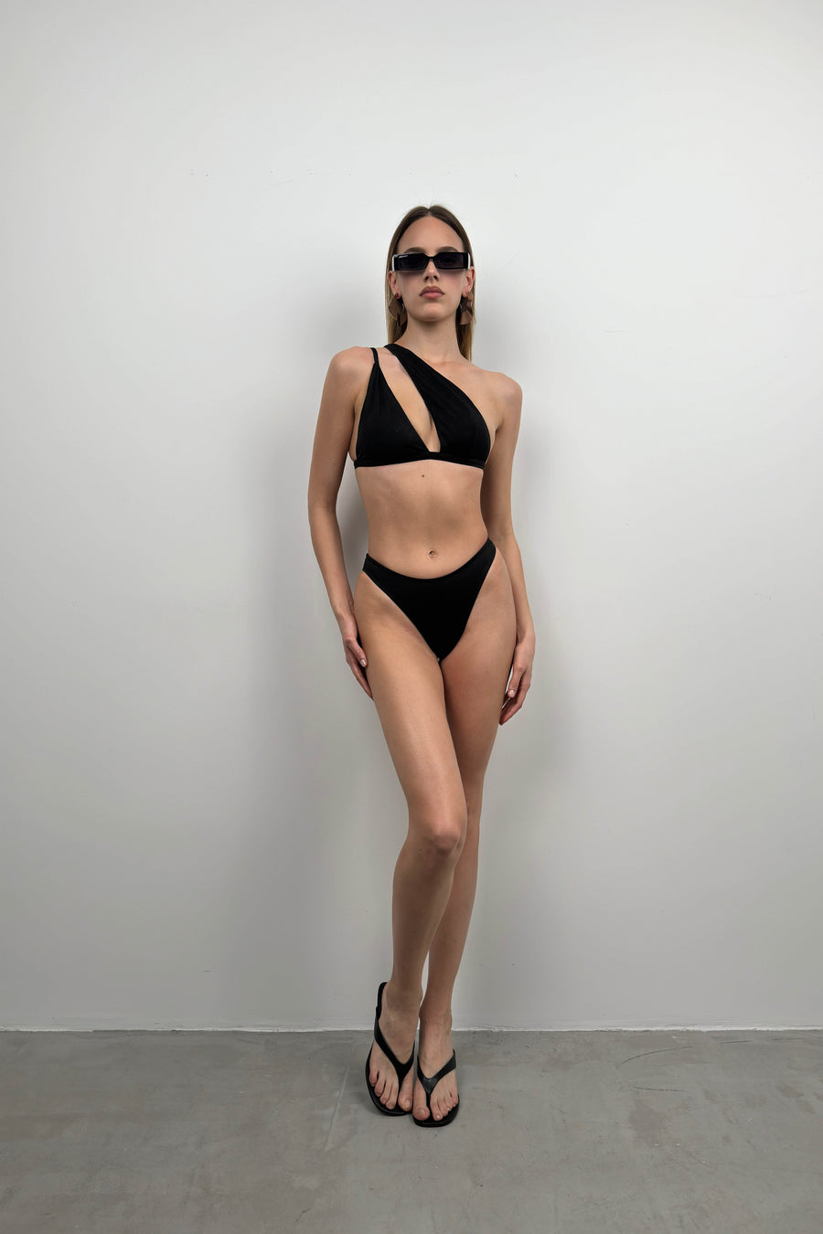 One Shoulder Black Bikini Set 