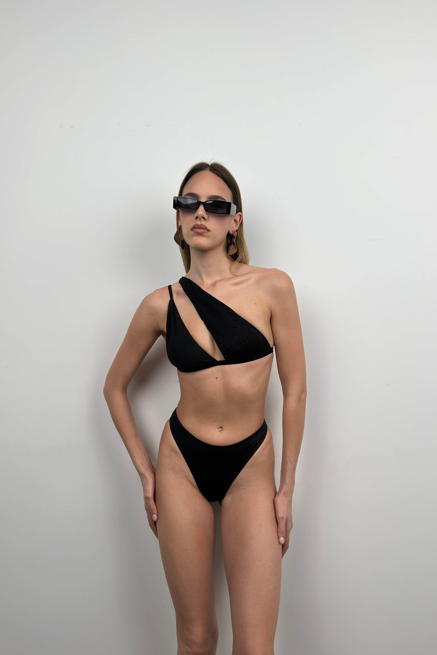 One Shoulder Black Bikini Set 