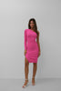 One Shoulder Slit Pink Knit Dress