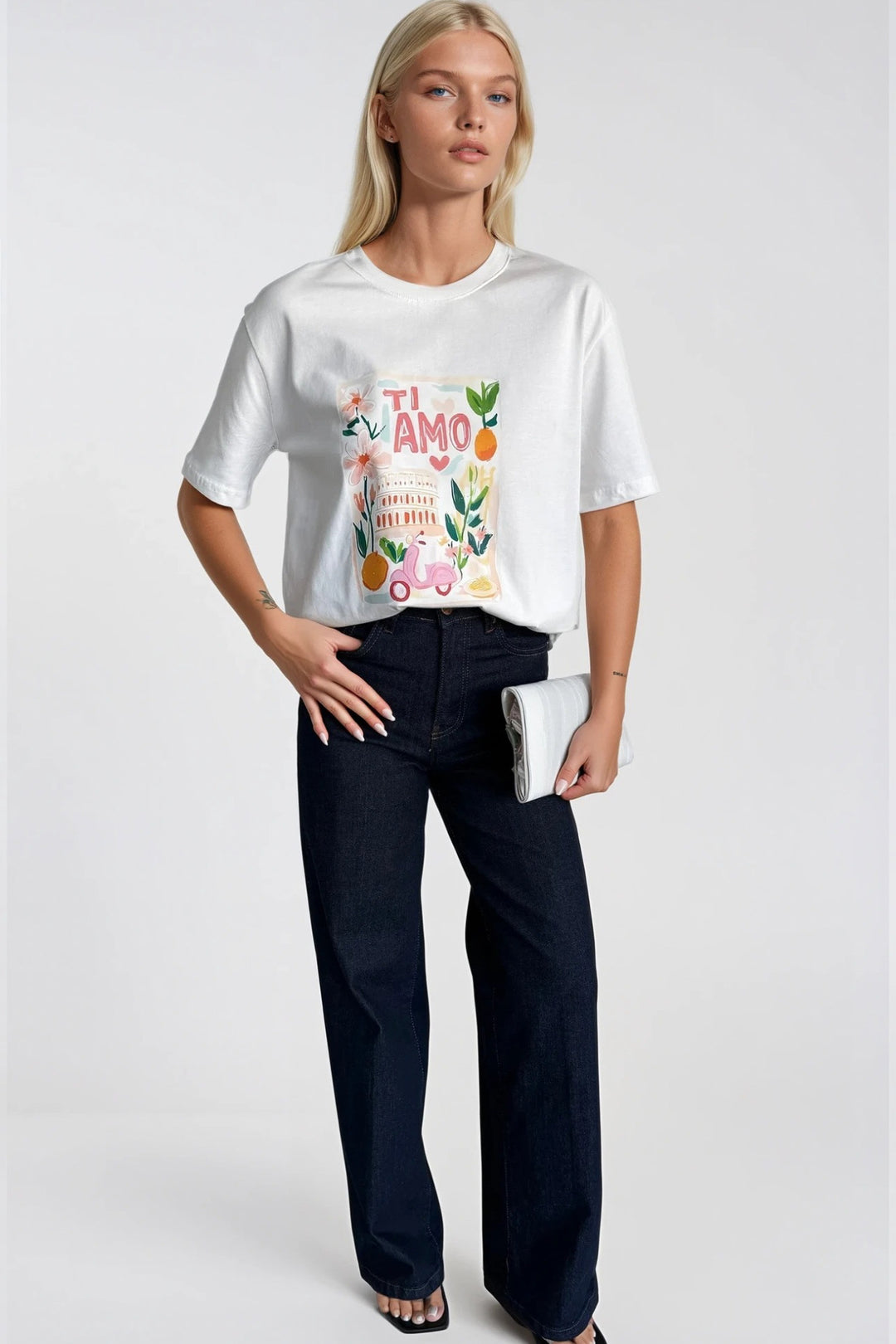Ti Amo Baskılı Beyaz T-Shirt