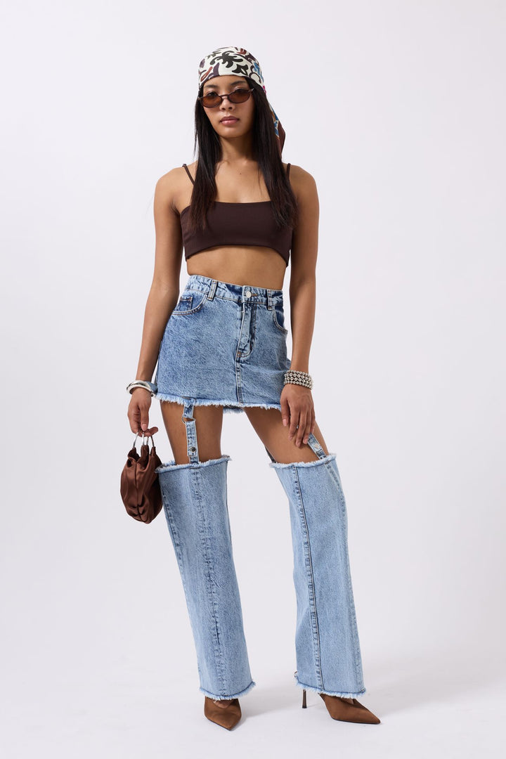 Tozluk Detay Yüksek Bel Mavi Jean