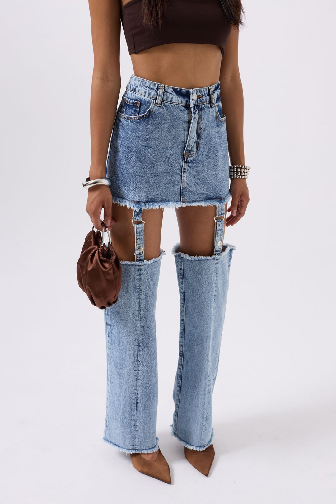 Tozluk Detay Yüksek Bel Mavi Jean