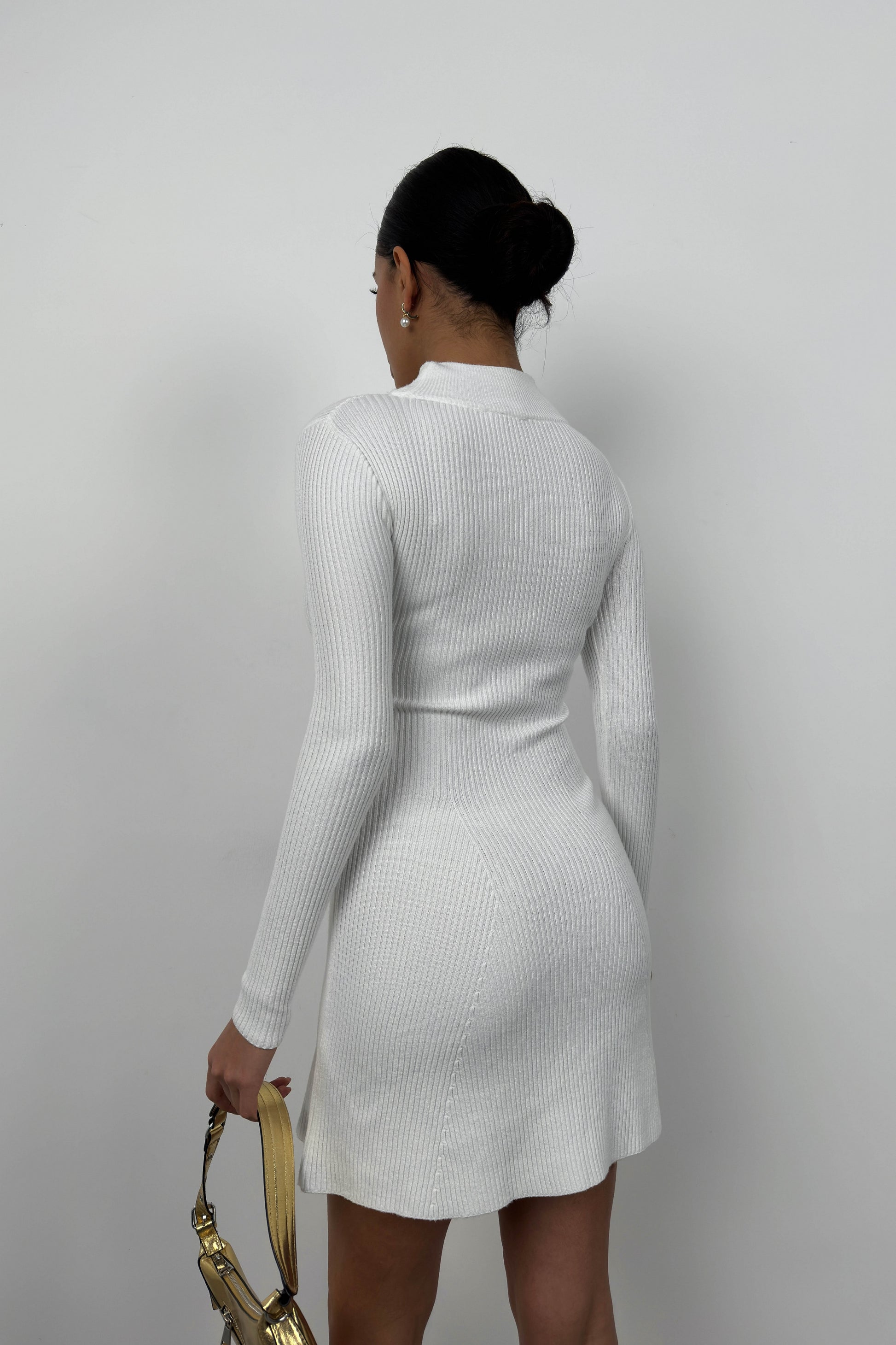 Long Sleeve A-Line White Dress 