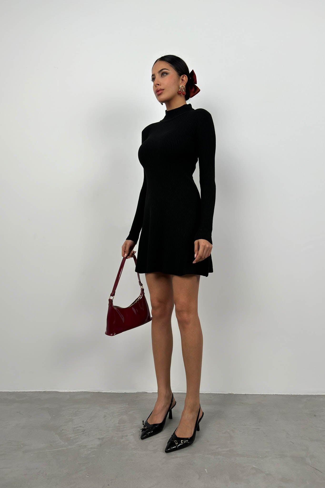 Long Sleeve A-Line Black Dress 