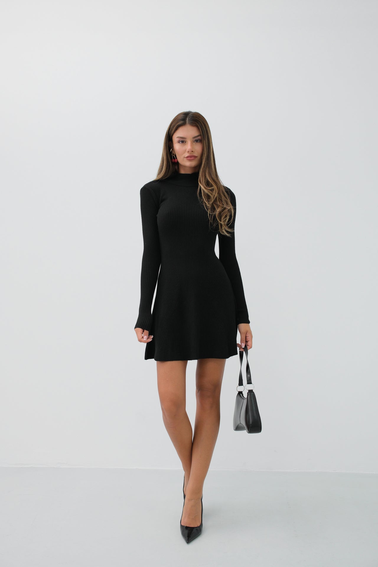 Long Sleeve A-Line Black Dress 