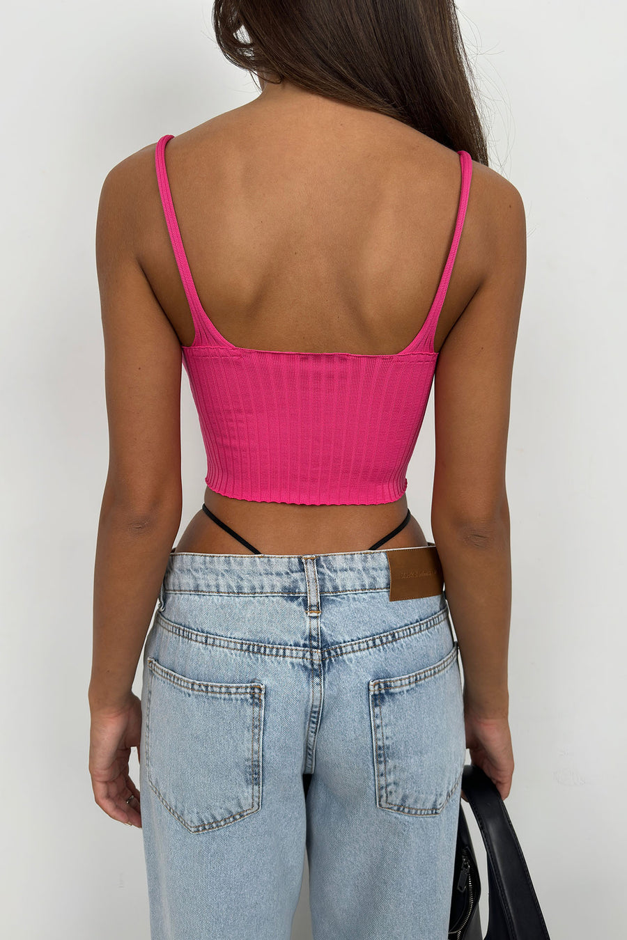 V Neck Pink Crop Blouse 