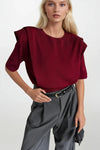 Vatka Detay Yarım Kol Bordo Triko Bluz