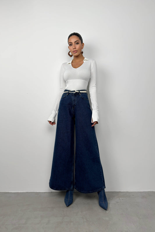 Wide Leg Blue Jeans