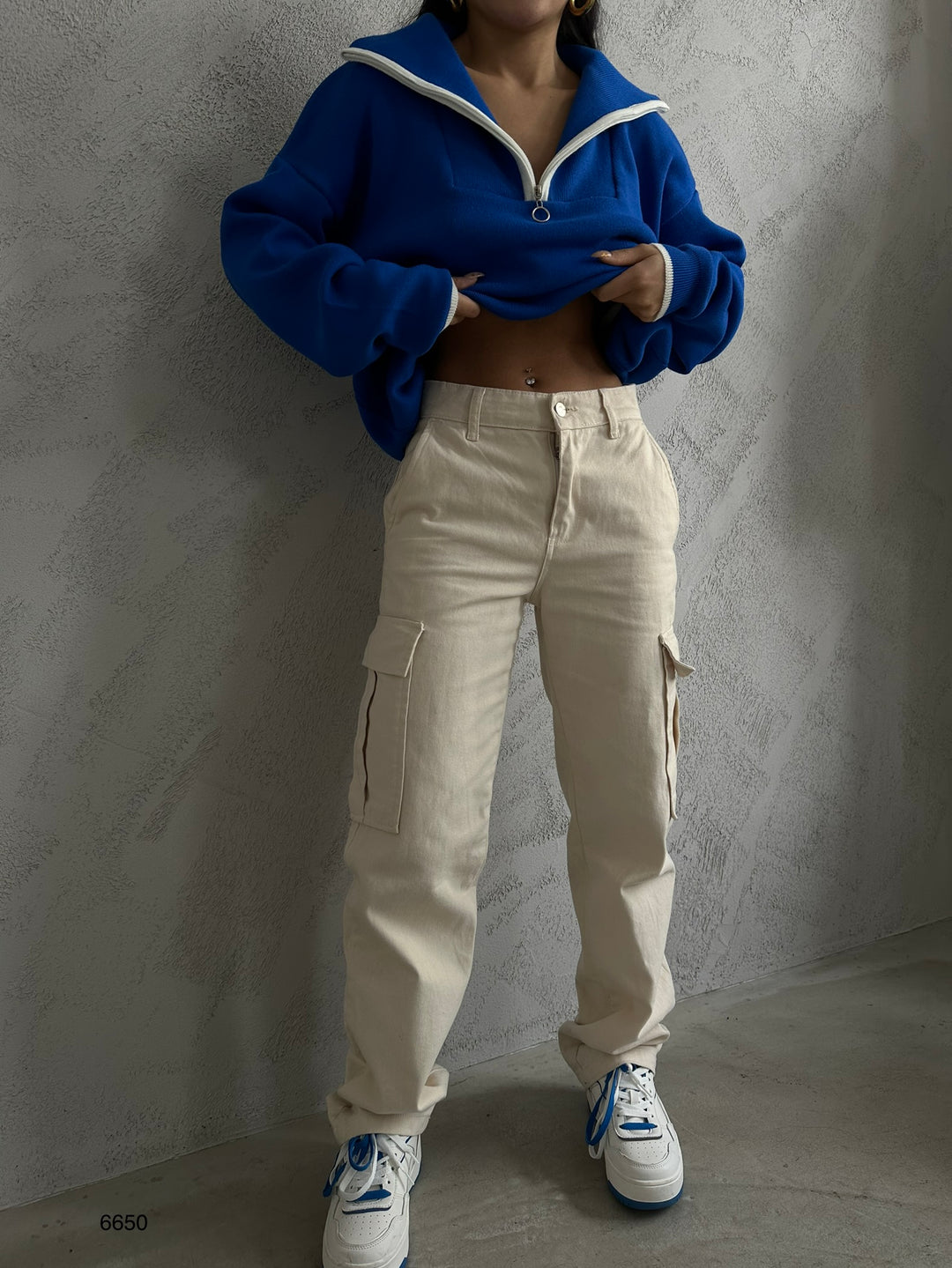 Yaka Fermuar Detay Saks Oversize Kazak