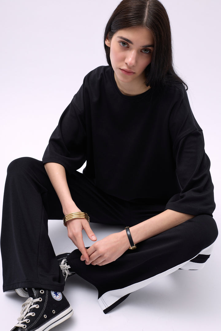 Yan Şeritli Siyah Eşofman Altı