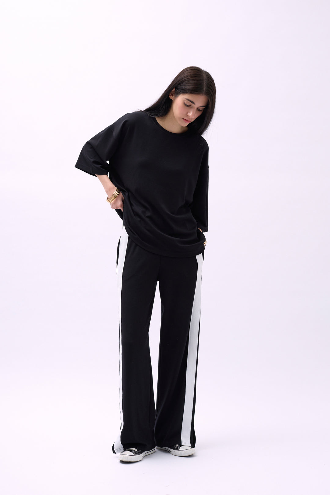 Yan Şeritli Siyah Eşofman Altı