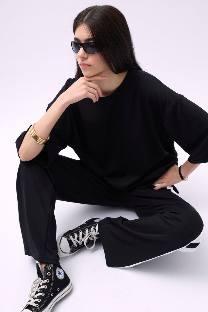 Yan Şeritli Siyah Eşofman Altı