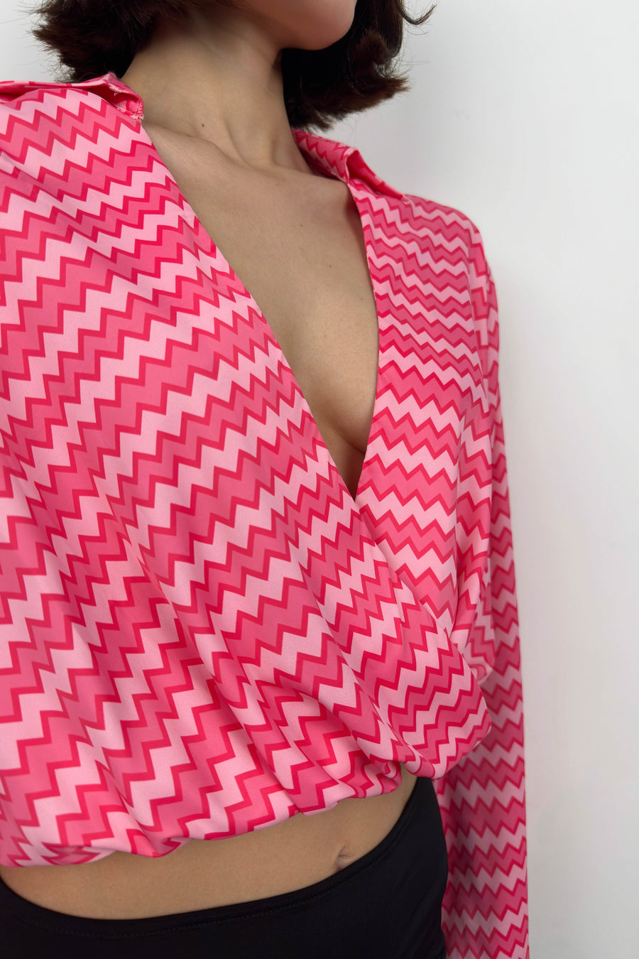 Pink Blouse with Bat Sleeve Pattern 