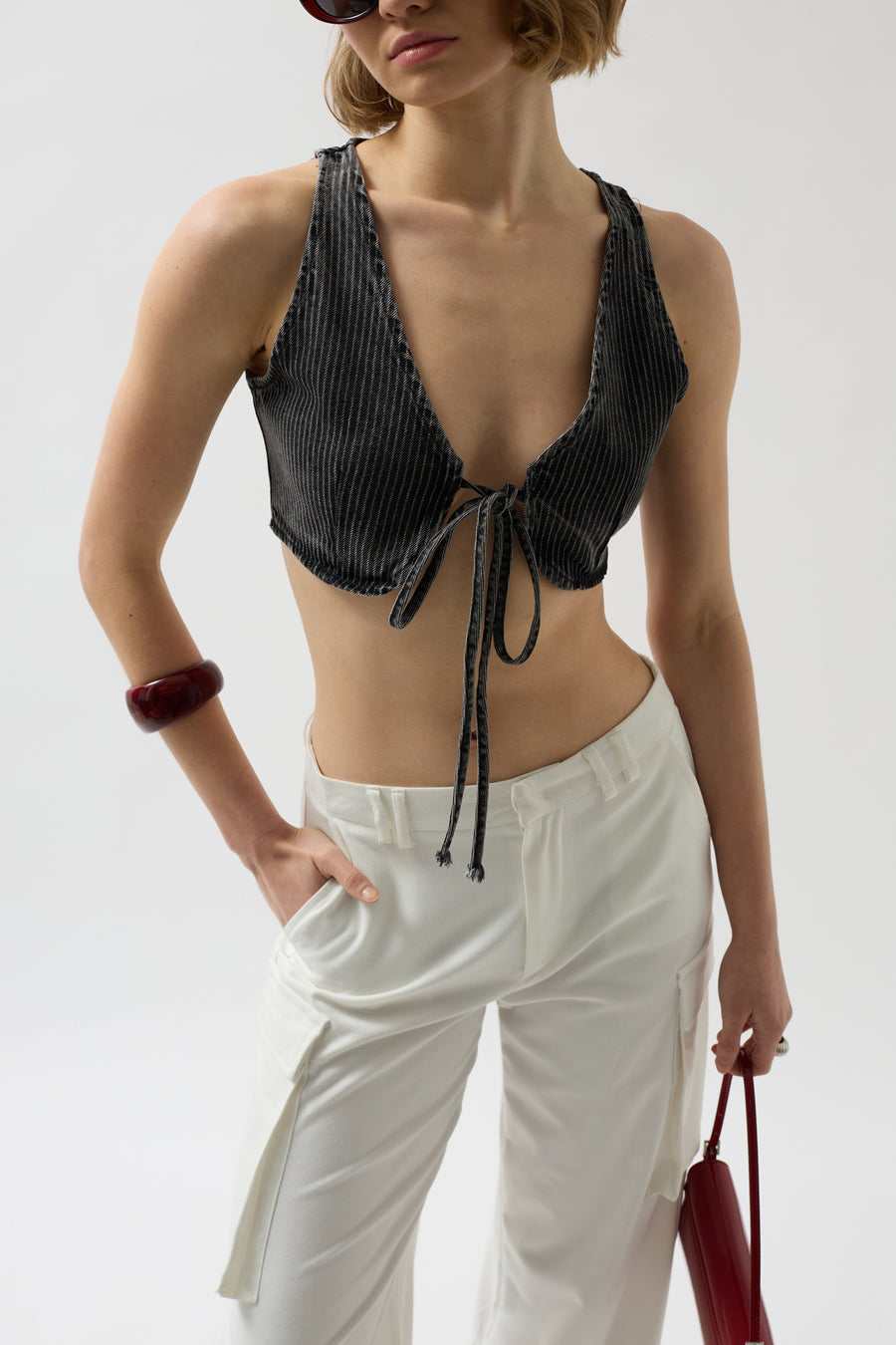 Vest Form Denim Black Bra