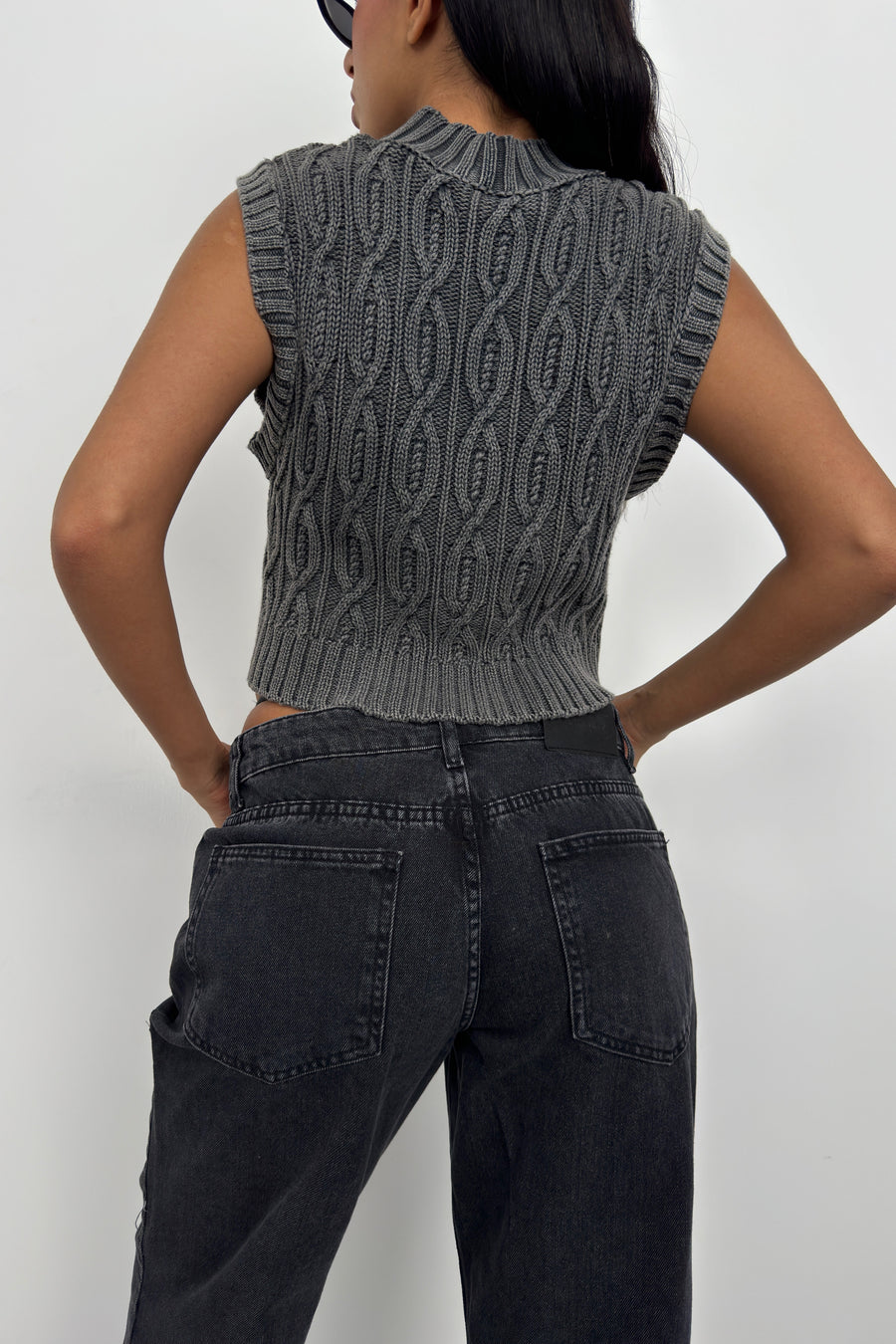 Washed Gray Knitted Sweater 