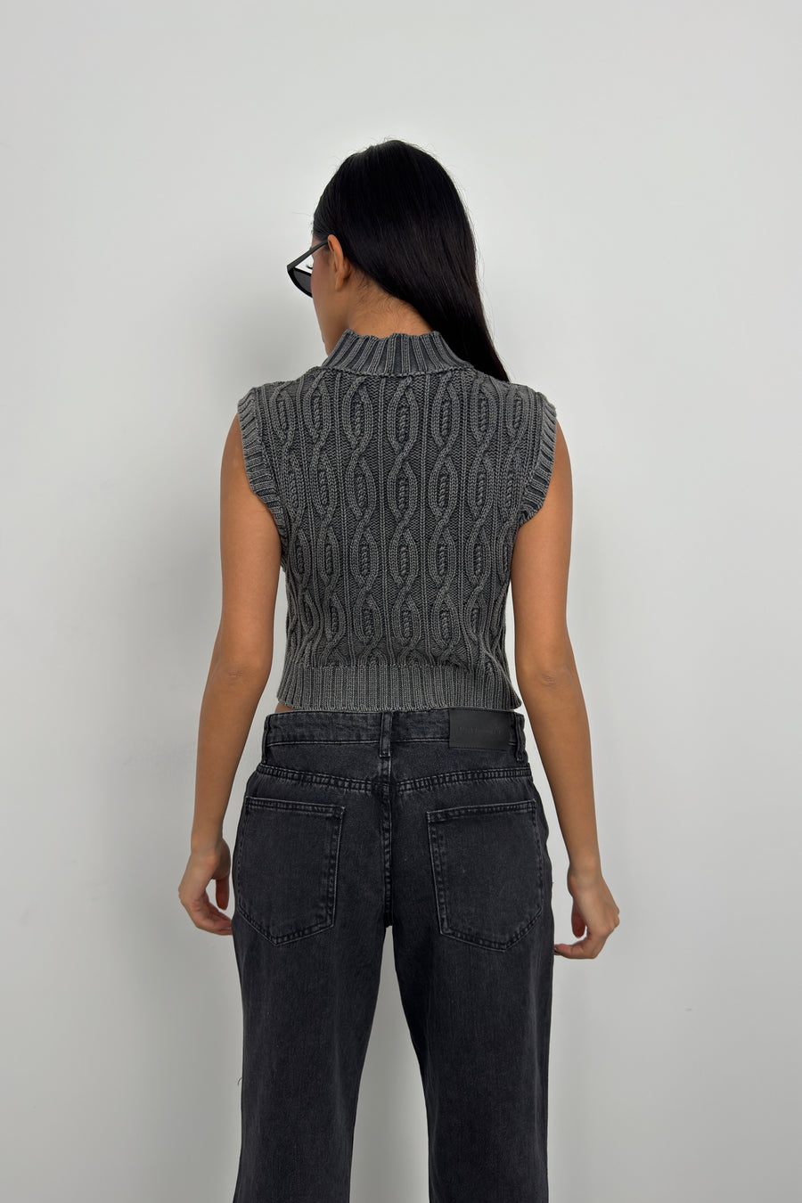 Washed Gray Knitted Sweater 