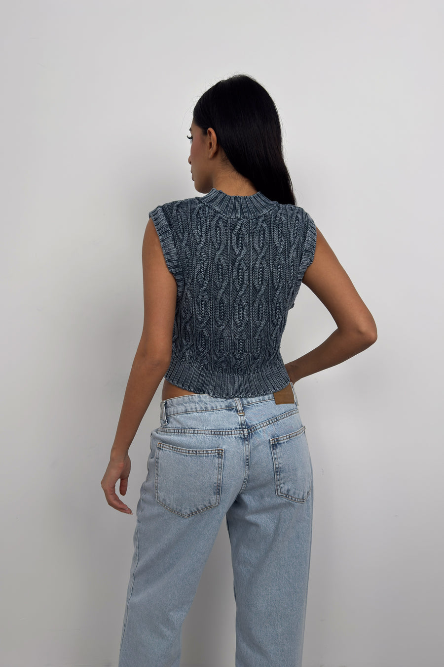 Washed Blue Knitted Sweater 