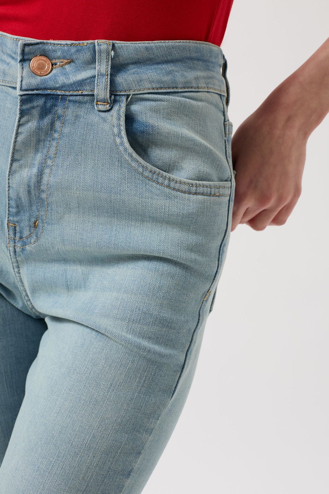 Yüksek Bel Basic Skinny Buz Mavi Jean