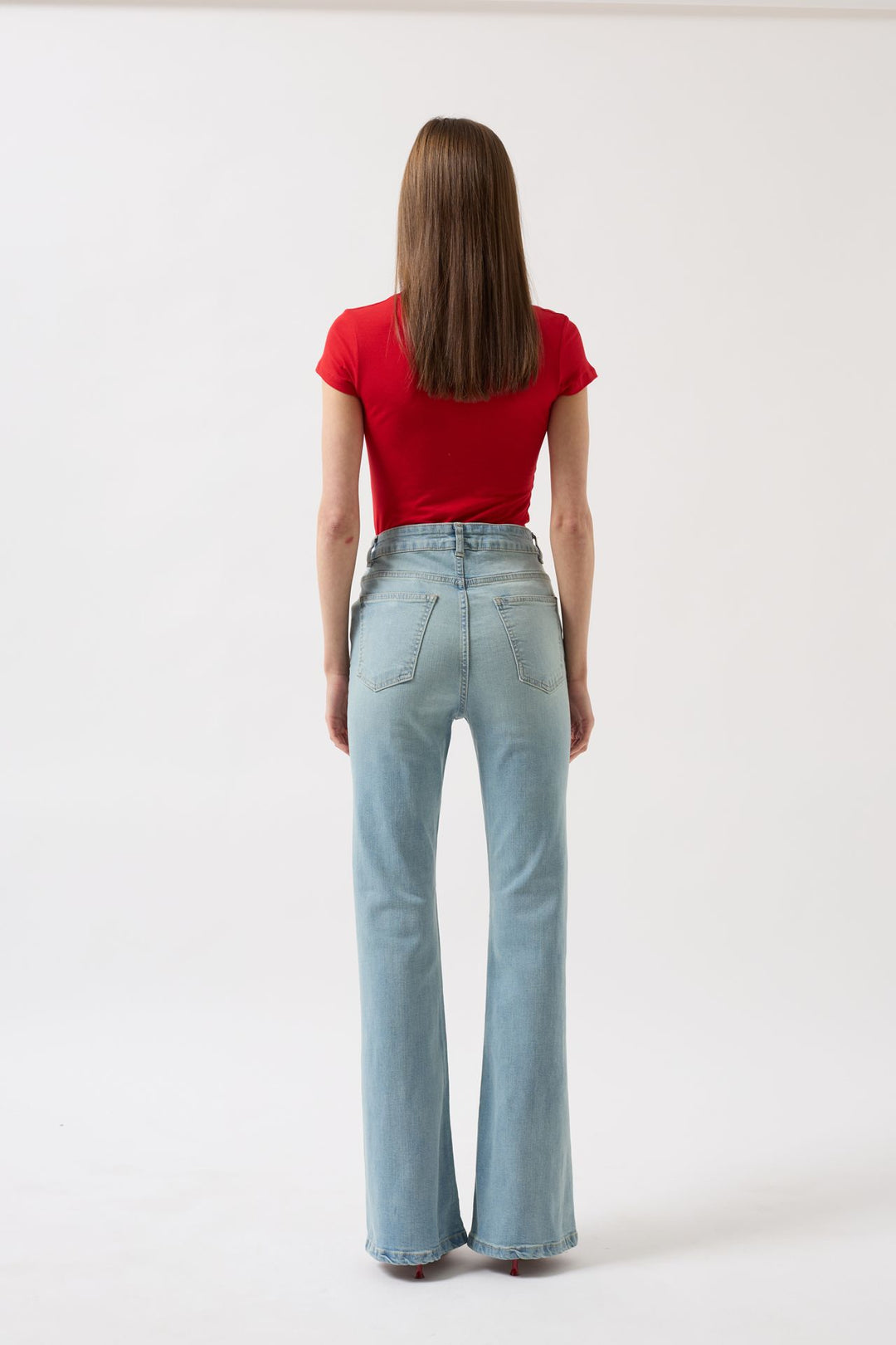 Yüksek Bel Basic Skinny Buz Mavi Jean