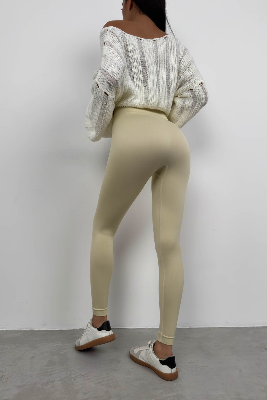 High Waist Beige Seamless Leggings 