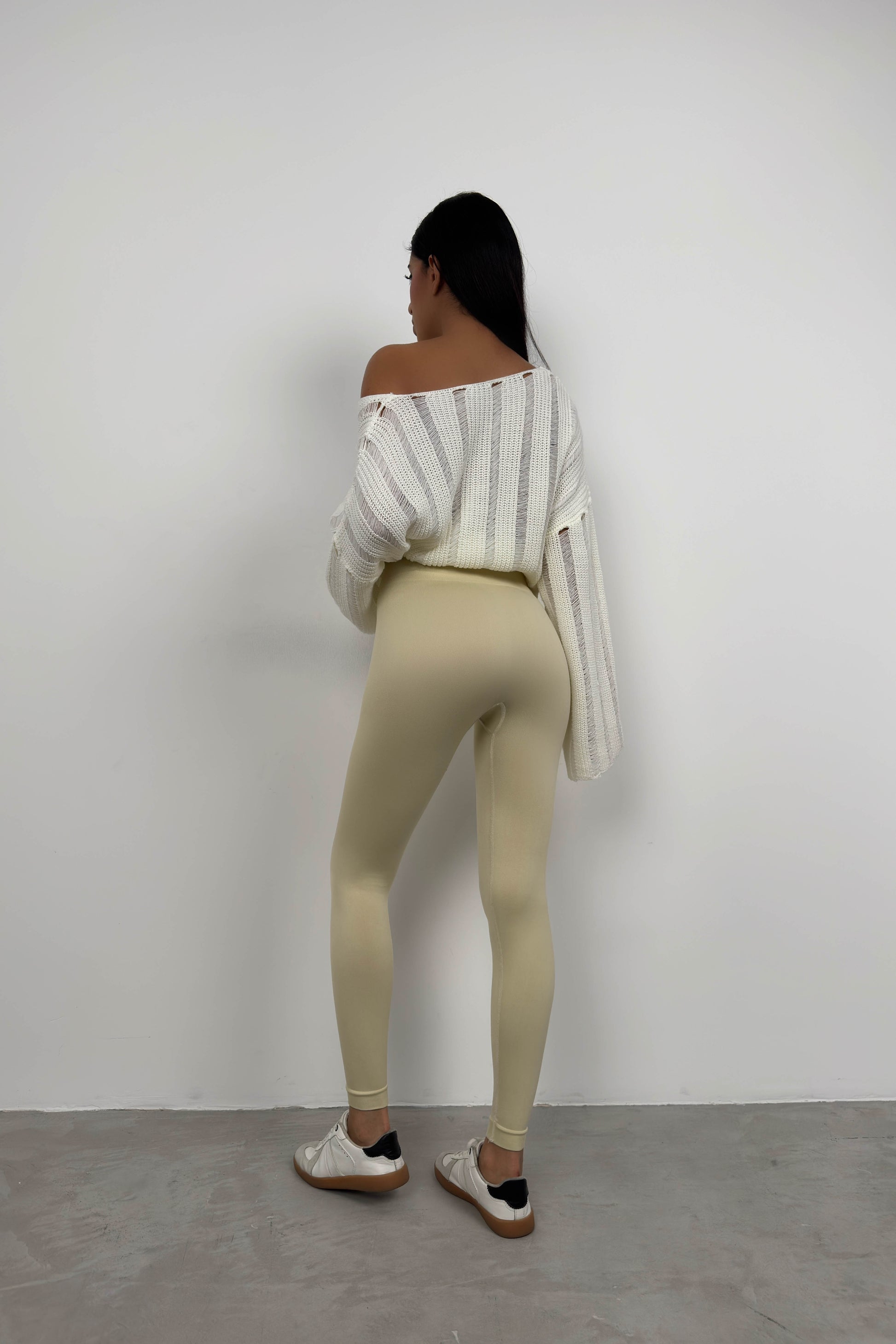 High Waist Beige Seamless Leggings 