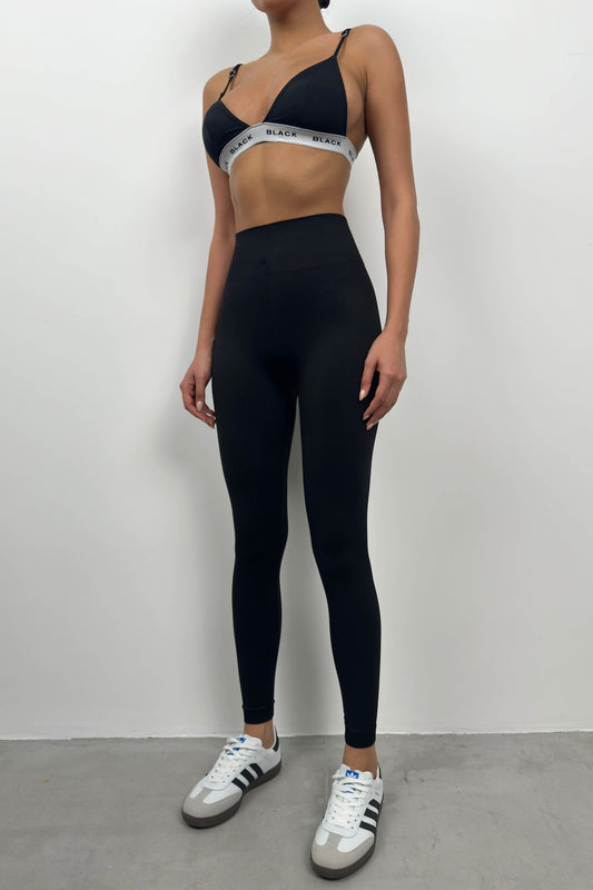 High Waist Seamless Black Leggings 