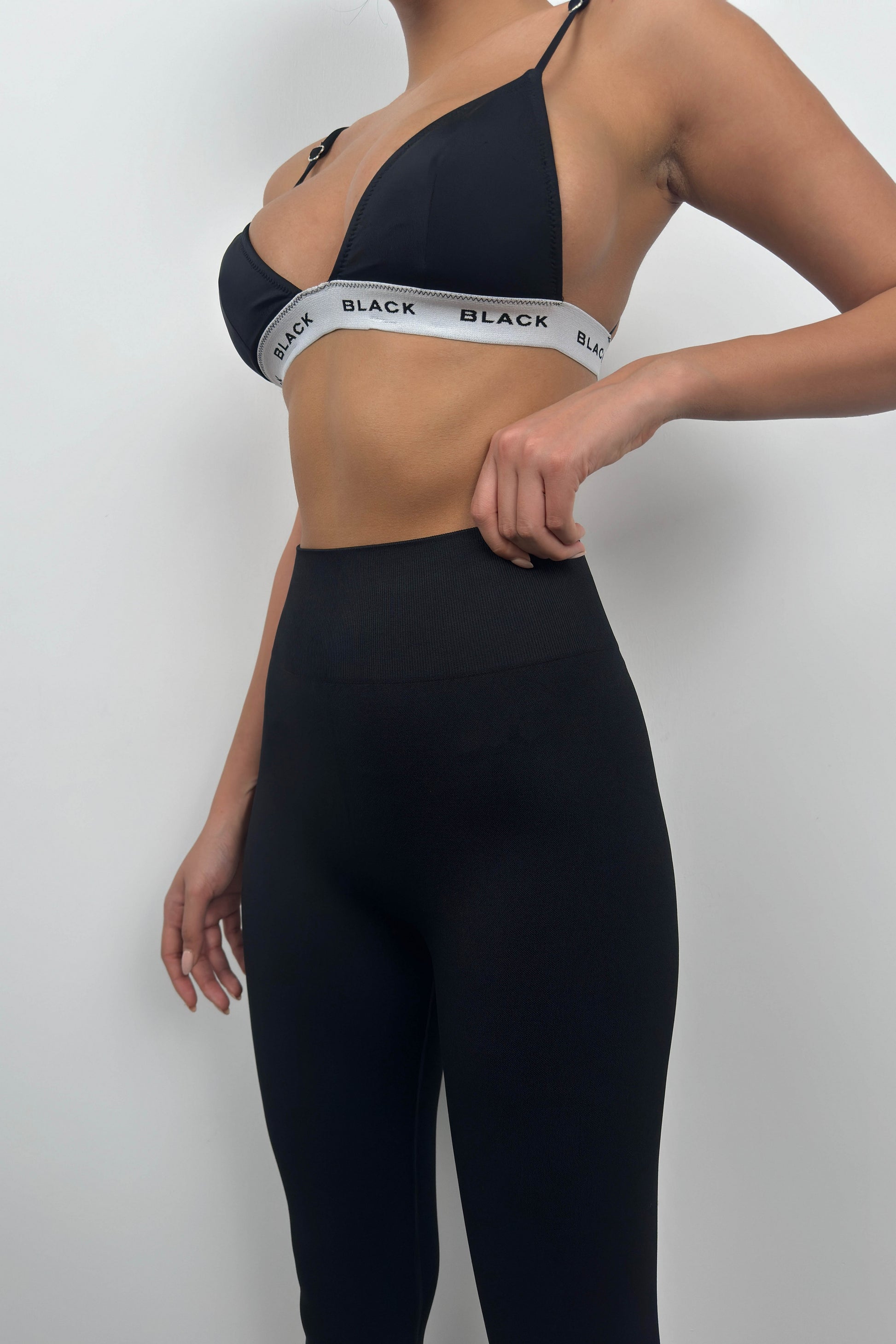 High Waist Seamless Black Leggings 