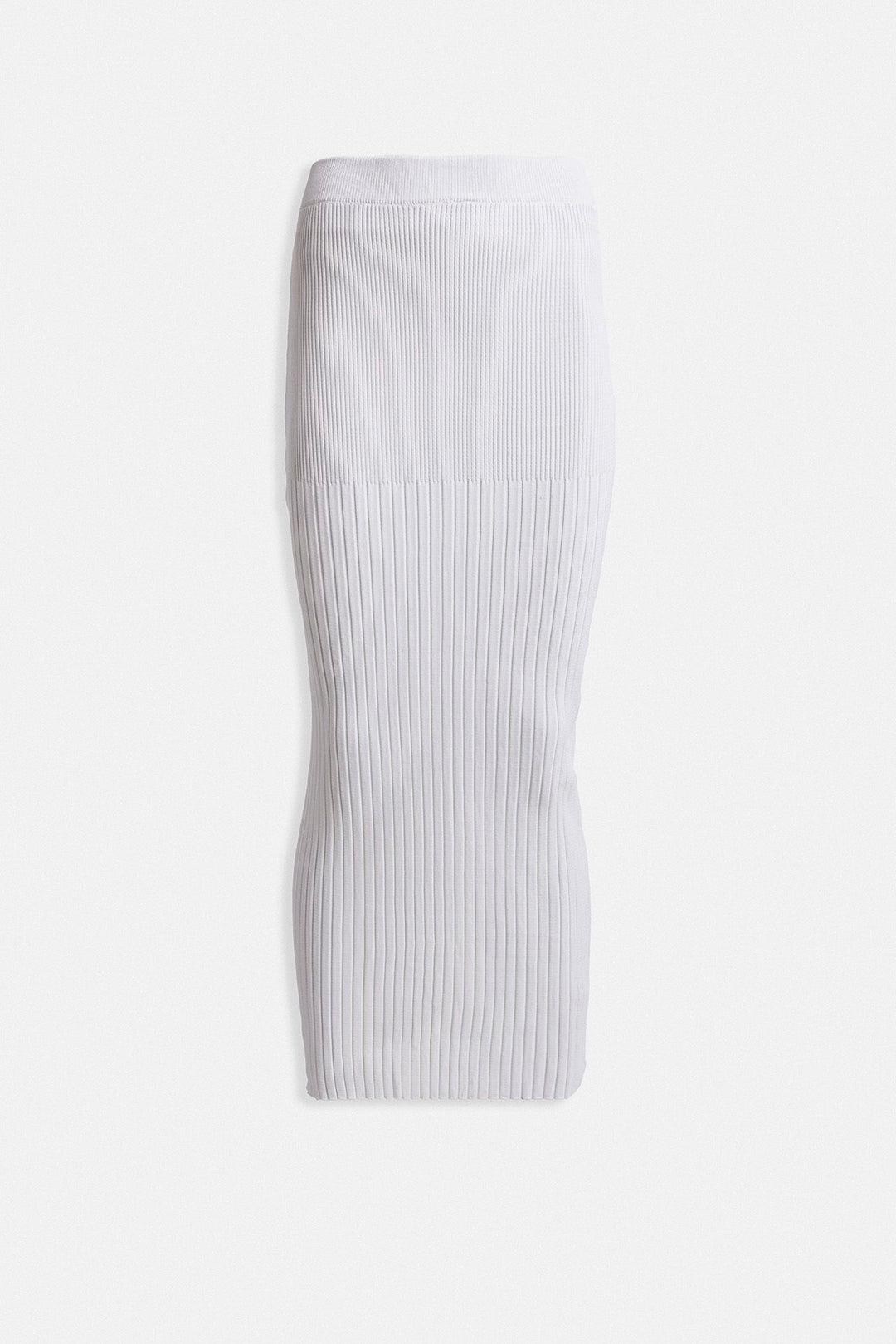 Yüksek Bel Dokulu Beyaz Etek