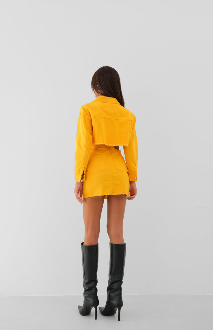 Yüksek Bel Mango Kot Etek