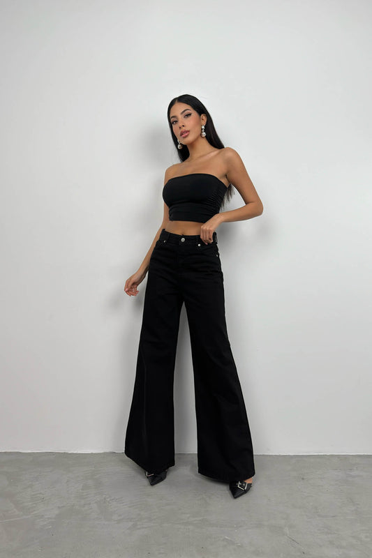 High Waist Palazzo Gray Jeans 