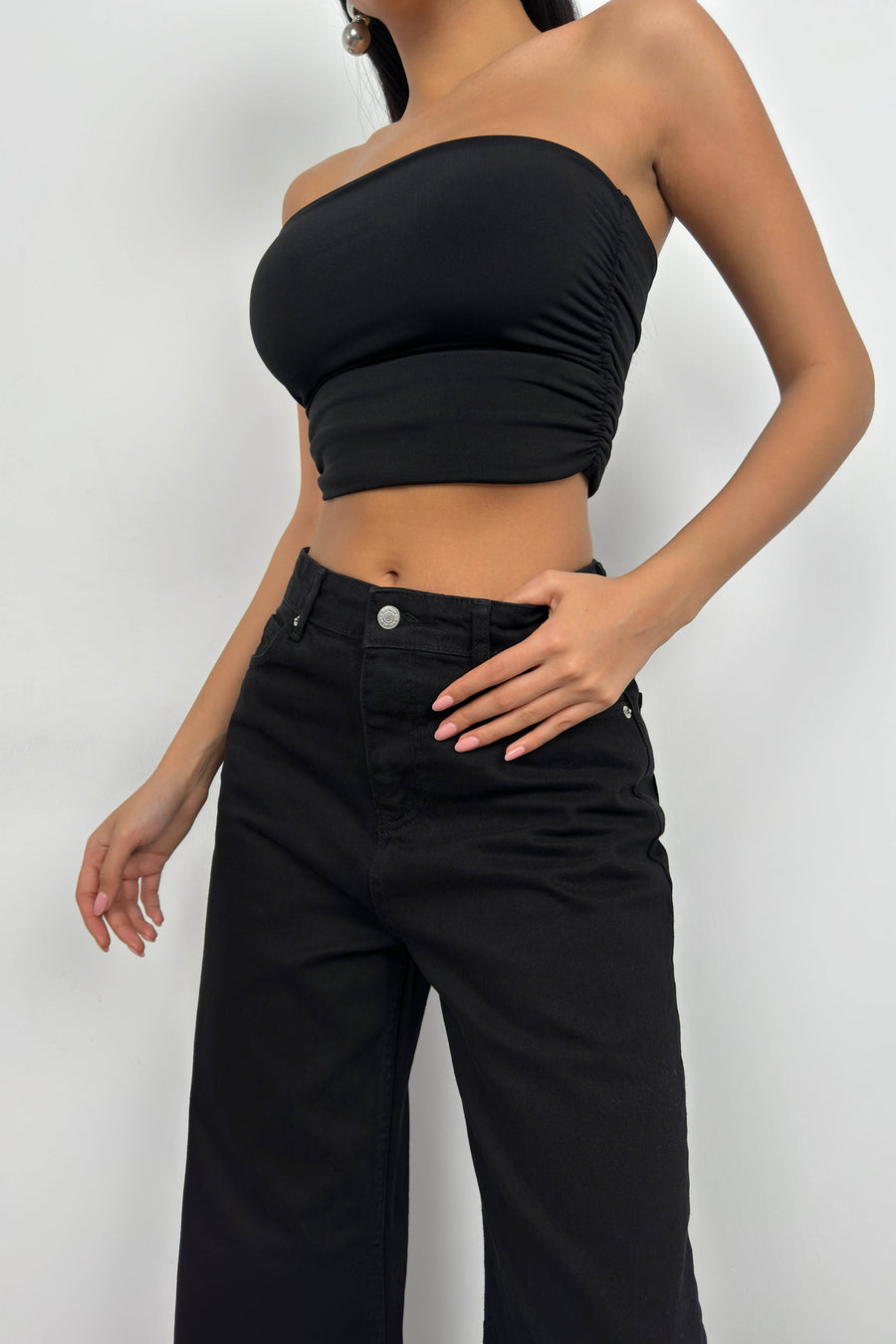 High Waist Palazzo Gray Jeans 