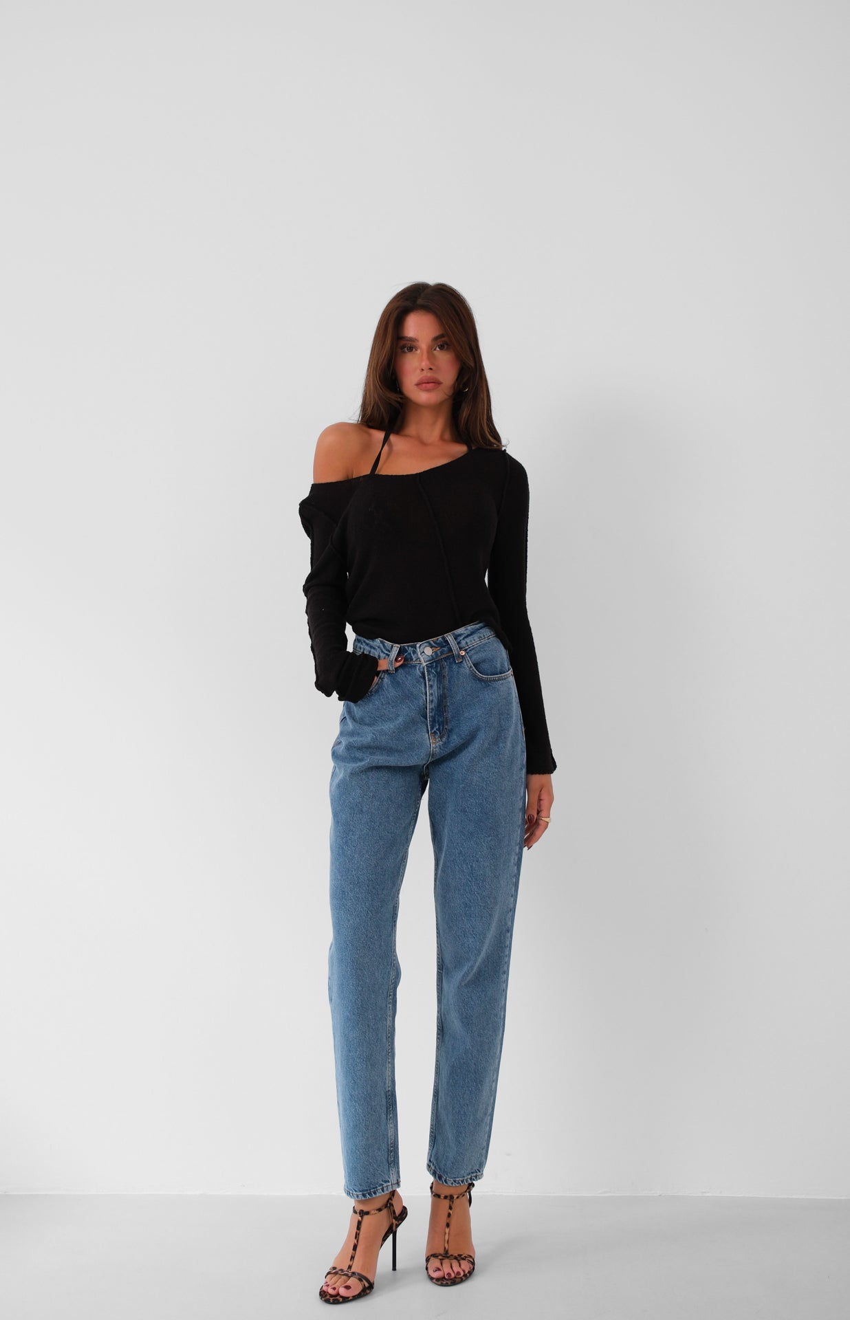 High Waist Skinny Leg Blue Jeans 