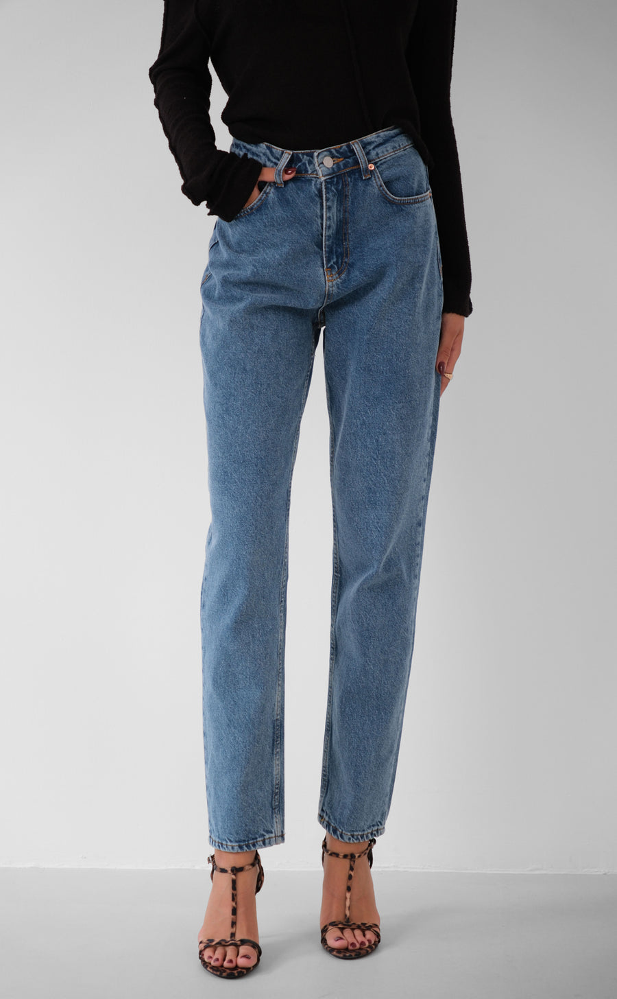 High Waist Skinny Leg Blue Jeans 