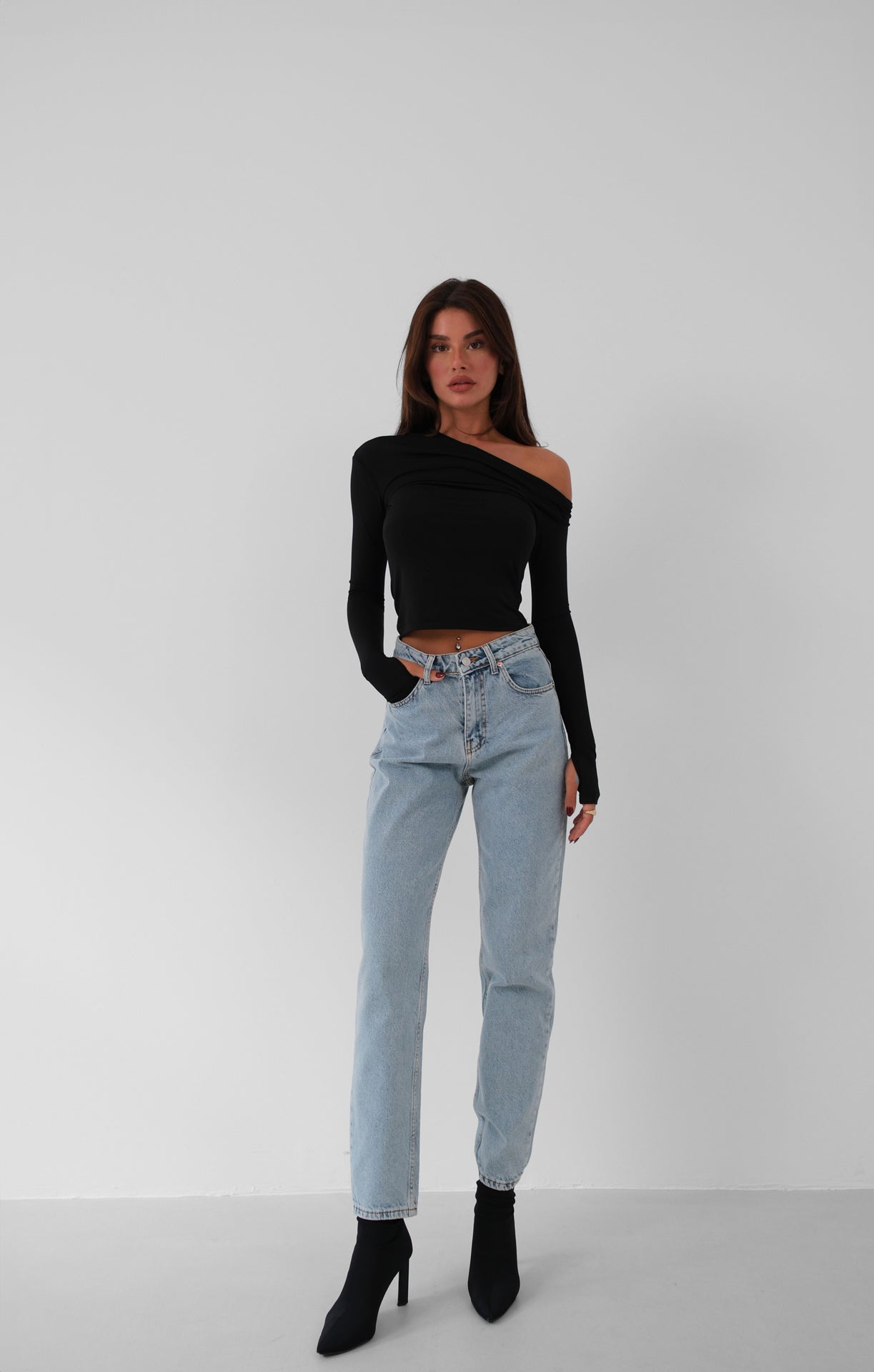 High Waist Skinny Leg Light Blue Jeans 