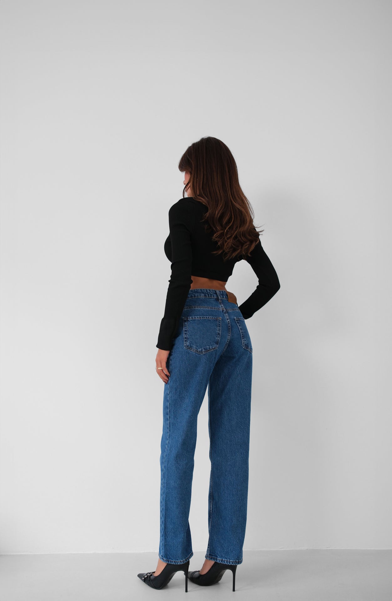 High Waist Skinny Leg Dark Blue Jeans 