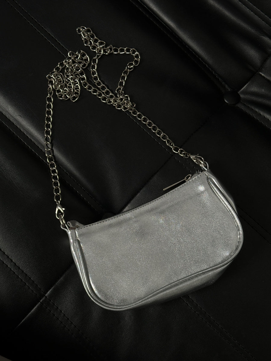 Shiny Silver Chain Bag 