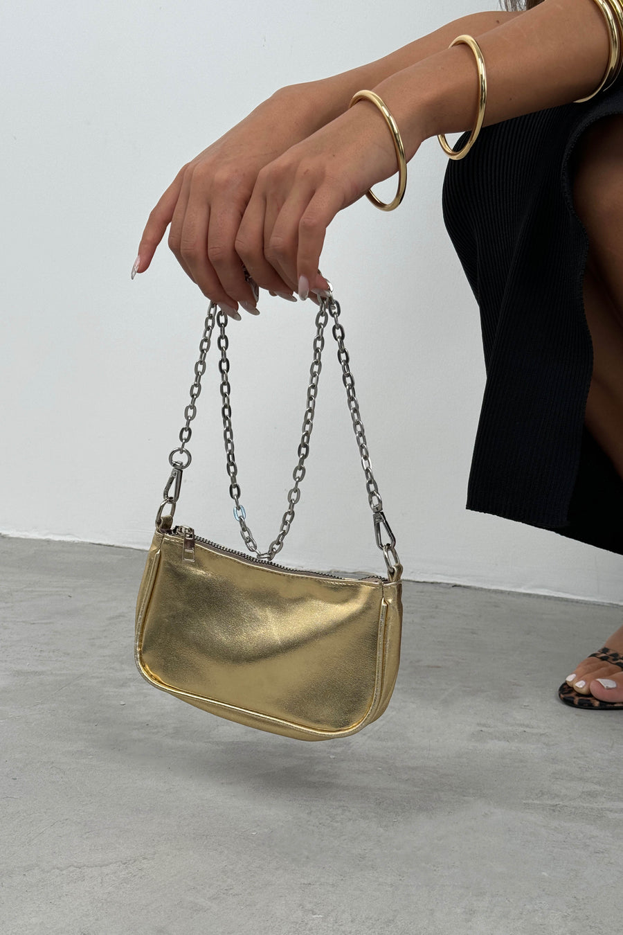 Shiny Gold Bag with Chain