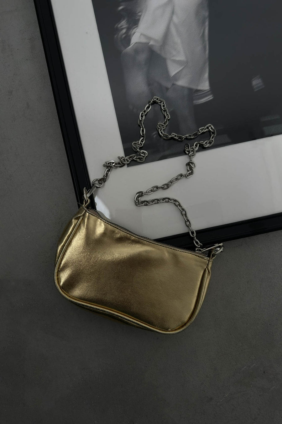 Shiny Gold Bag with Chain